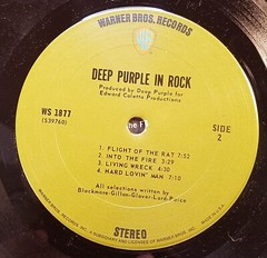 Deep Purple (LP) – “In Rock” (1970) – Warner Brothers (WS 1877) – (See Notes))