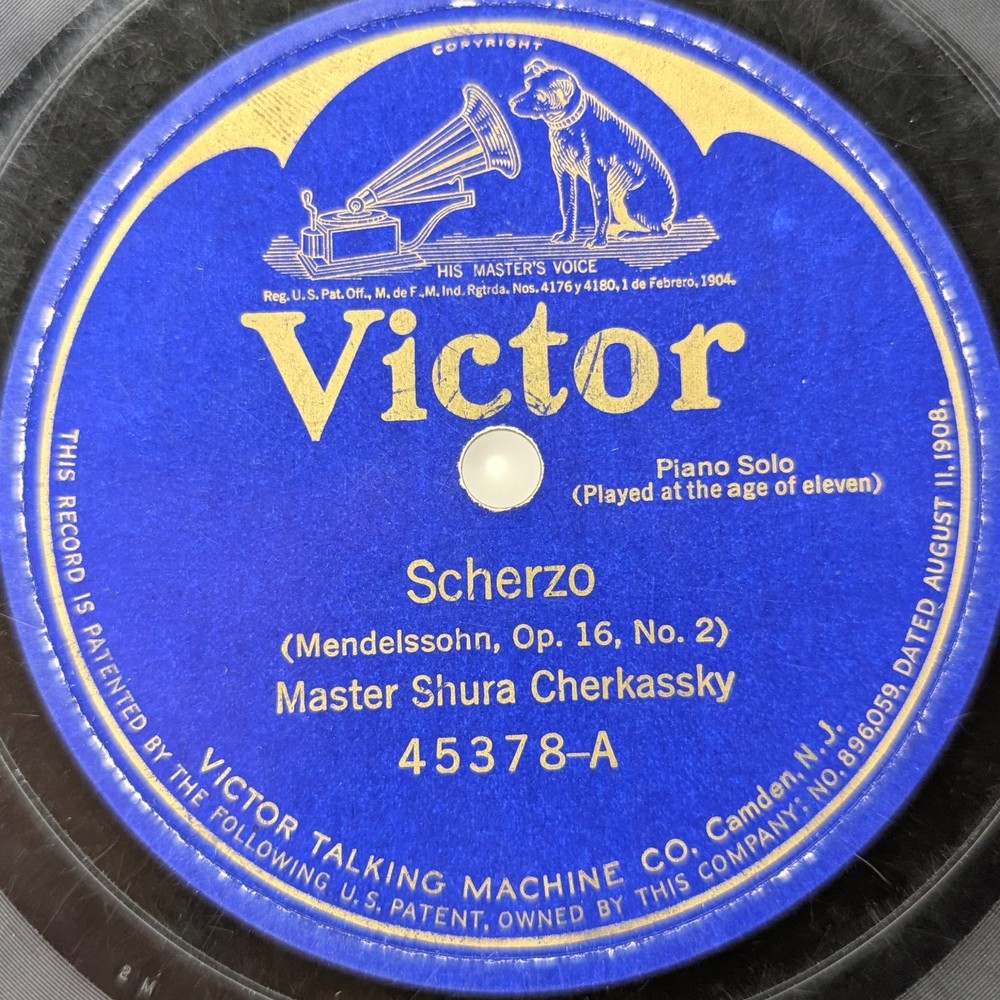 1920s Master Shura Cherkassky Victor 78 RPM Scherzo / Prelude Mendelssohn Piano