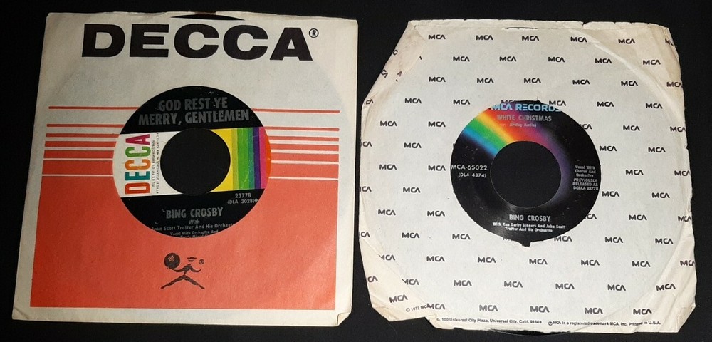 Lot of 2 White Christmas / God Rest Ye Merry Gentlemen Bing Crosby 45 MCA Decca