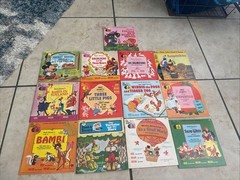 Lot of 13 Vintage SEE HEAR READ Walt Disney’s Books & P.P Records 33 1/3 RPM