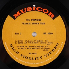 Frankie Brown Trio Bass Vibes Drums 1961 Jazz Stereo 12″ LP Vinyl Record MS 3000