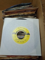 Wholesale box lot of 100 45 RPM records New Oldie Reissues Billy Stewart Gene P