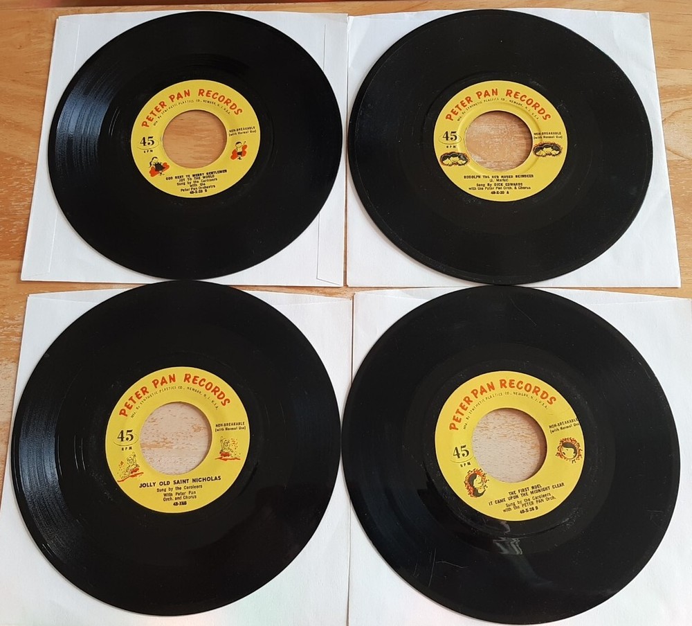 LOT of 4 Peter Pan Records 45 Rudolph the Red Nosed Reindeer Frosty the Snowman