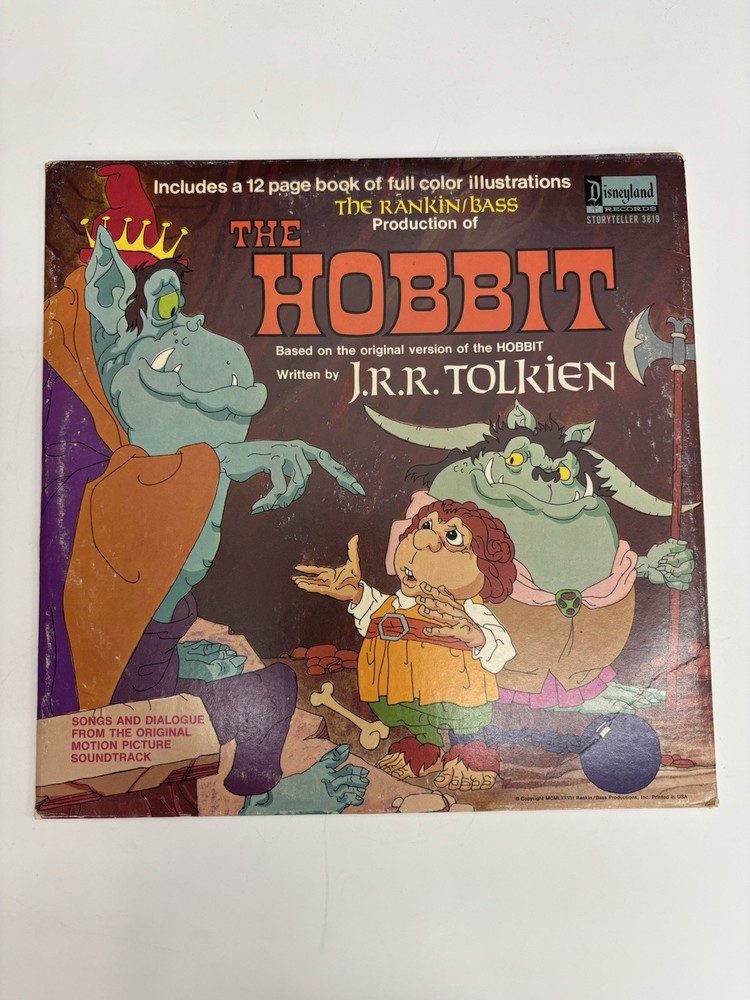 The Hobbit Vinyl Record 1977 Rankin Bass Disneyland 3819 Storyteller Book LP VG