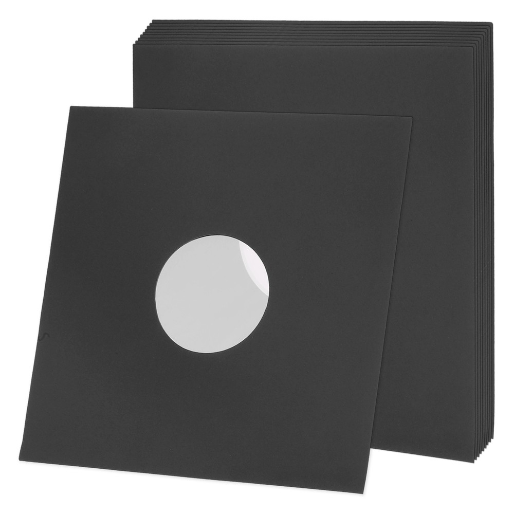 12″x12″ 10 Pcs 120GSM Vinyl Record Inner Paper Sleeves with Poly Lined (Black)