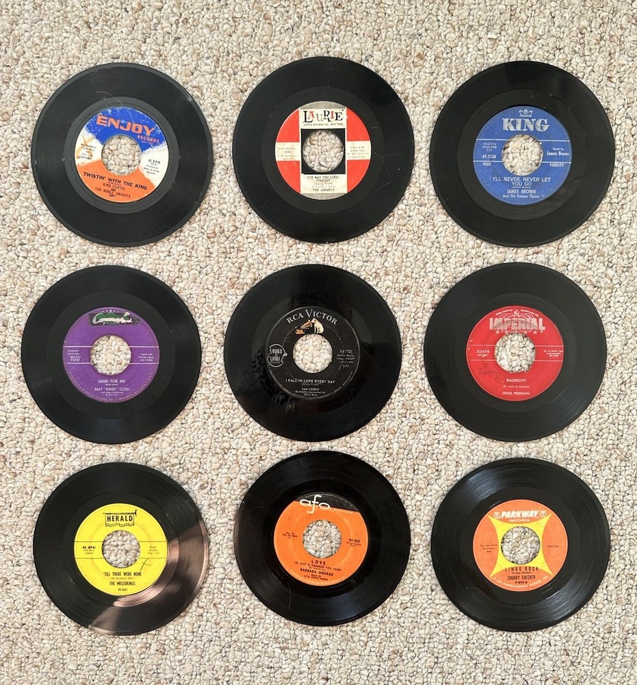 Lot of 9 Vintage 45 RPM Vinyl Records Soul R&B Rock & Roll James Brown Sam Cooke