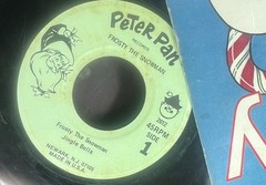 Frosty the Snowman 45rpm Vinyl Record 1980 Peter Pan Records 2612 Jingle Bells