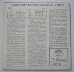FAVORITE COUNTRY BLUES PIANO GUITAR DUETS Carr 1929-1937 YAZOO original vinyl LP