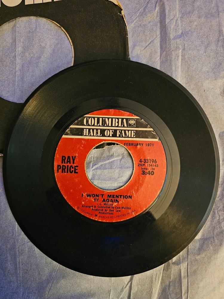 1971 7″ Vinyl Columbia Hall Of Fame Record Ray Price, GUC