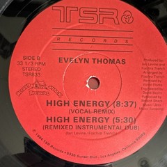Evelyn Thomas High-Energy 12″ Single TSR Records TSR833 1984 Remix TESTED VG+
