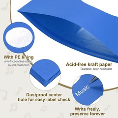 12″x12″ 10Pcs 110GSM Vinyl Record Inner Paper Sleeves with Poly Lined(Navy Blue)