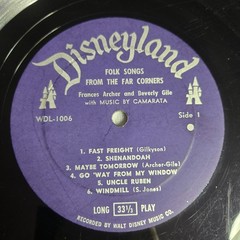 Walt Disney Presents Folk Songs from the Far Corners LP 1958 WDL-1006 33-1/3 RPM