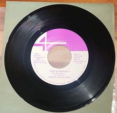 JOHNNY LITTLE JOHN: what in the world / tanglewood blues FOUR BROTHERS 7″ Single