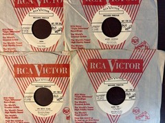 B638: (9) NOS (New Old Stock) 1950’s Canada RCA Pop 45 RPM Records, 8 RCA Sleeve