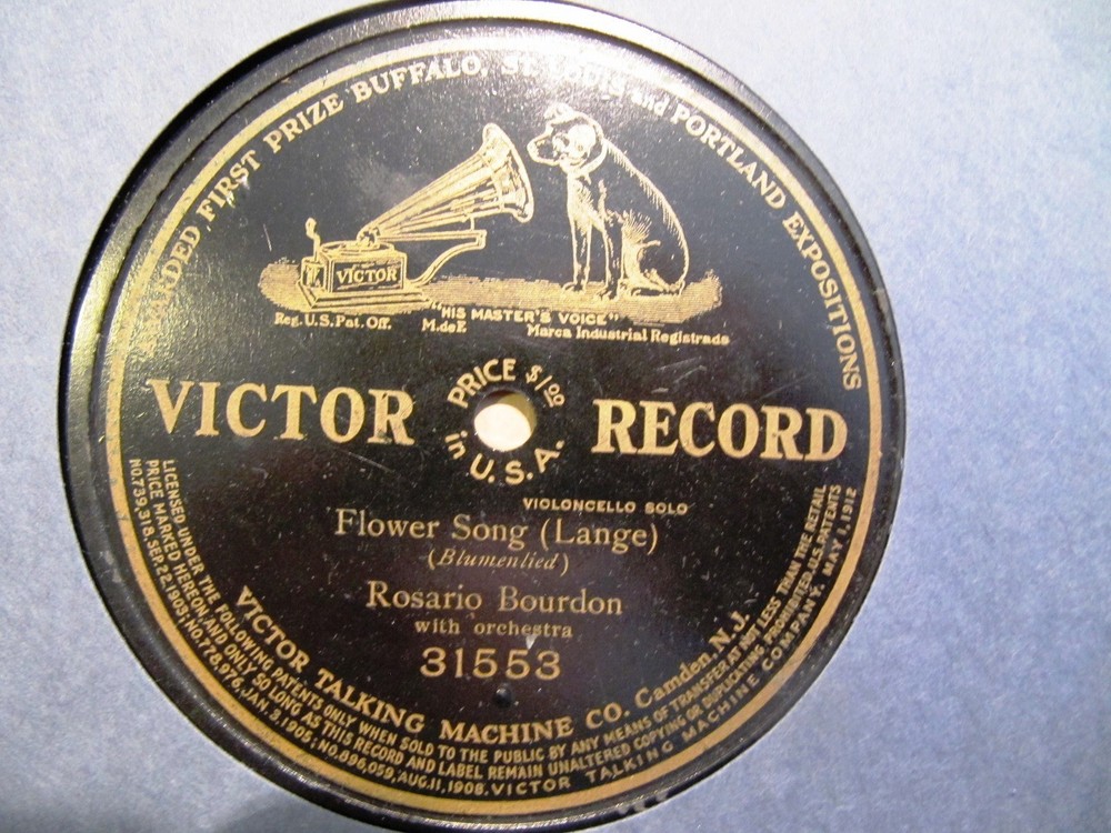 1906 ROSARIO BOURDON Cello Lange BLUMENLIED Flower Song VICTOR 31553 _