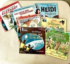 Lot of 7 Vintage Childrens Book and Record Sets 1970s Disney Little Golden