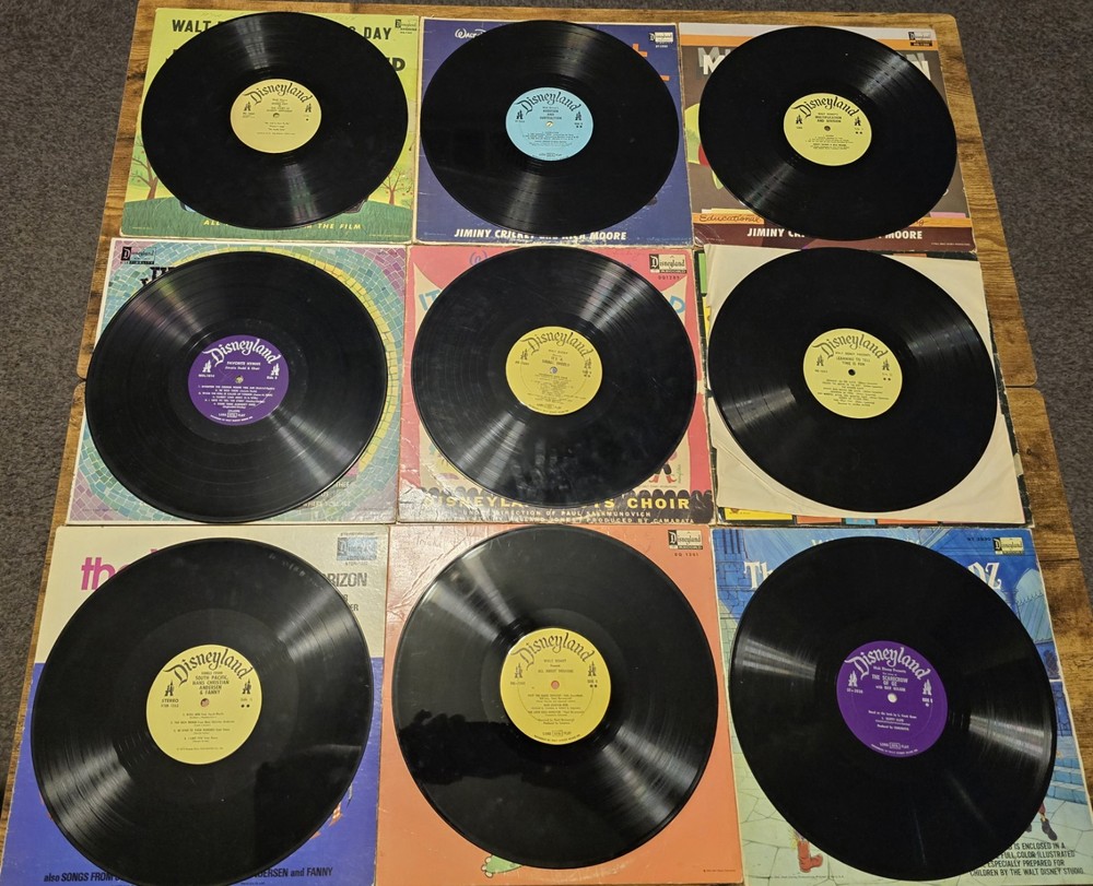 Disneyland Records Lot of 9 Walt Disney Children’s LPs 12″ Black Vinyl