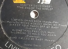 SKEETER DAVIS: CLOUDY WITH OCCASIONAL TEARS Vinyl LP-1963-Bonus Record Included!