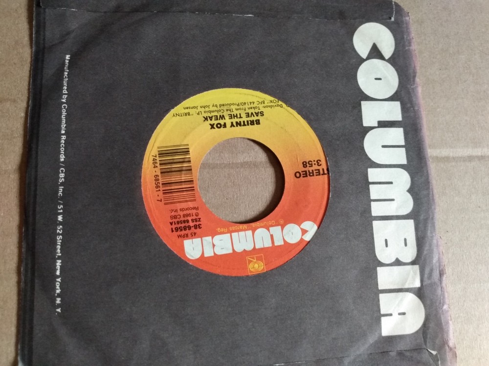 BRITNY FOX Don’t Hide / Save The Weak 7″ 45RPM glam rock metal