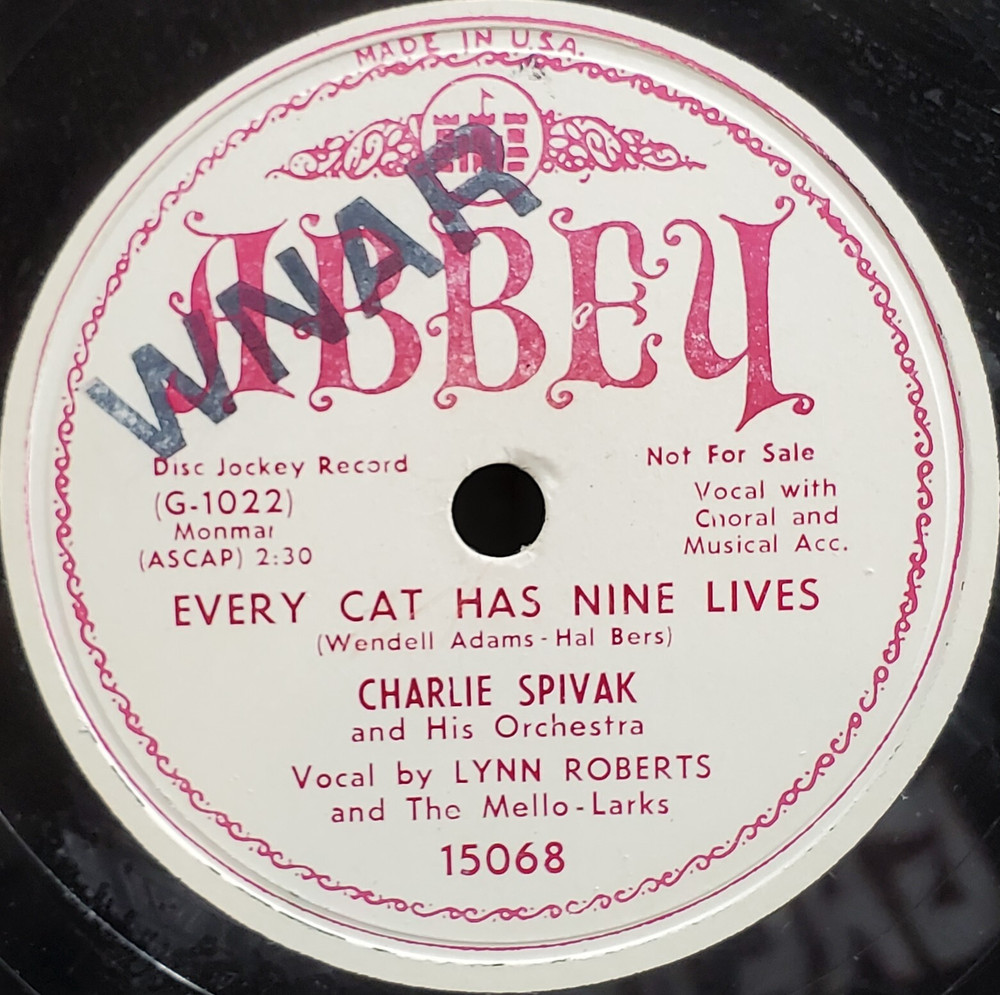 1952 CHARLIE SPIVAK Orchestra 78 10 inch ABBEY 15068 VG Shellac DISC JOCKEY
