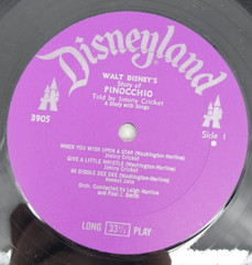 Walt Disney’s: Pinocchio ~ Vinyl LP ~ Disneyland Records/3905 ~ 1969