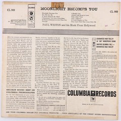 Paul Weston Hollywood Music – Moonlight Becomes You – 1956 Mono 6 Eye LP CL 909