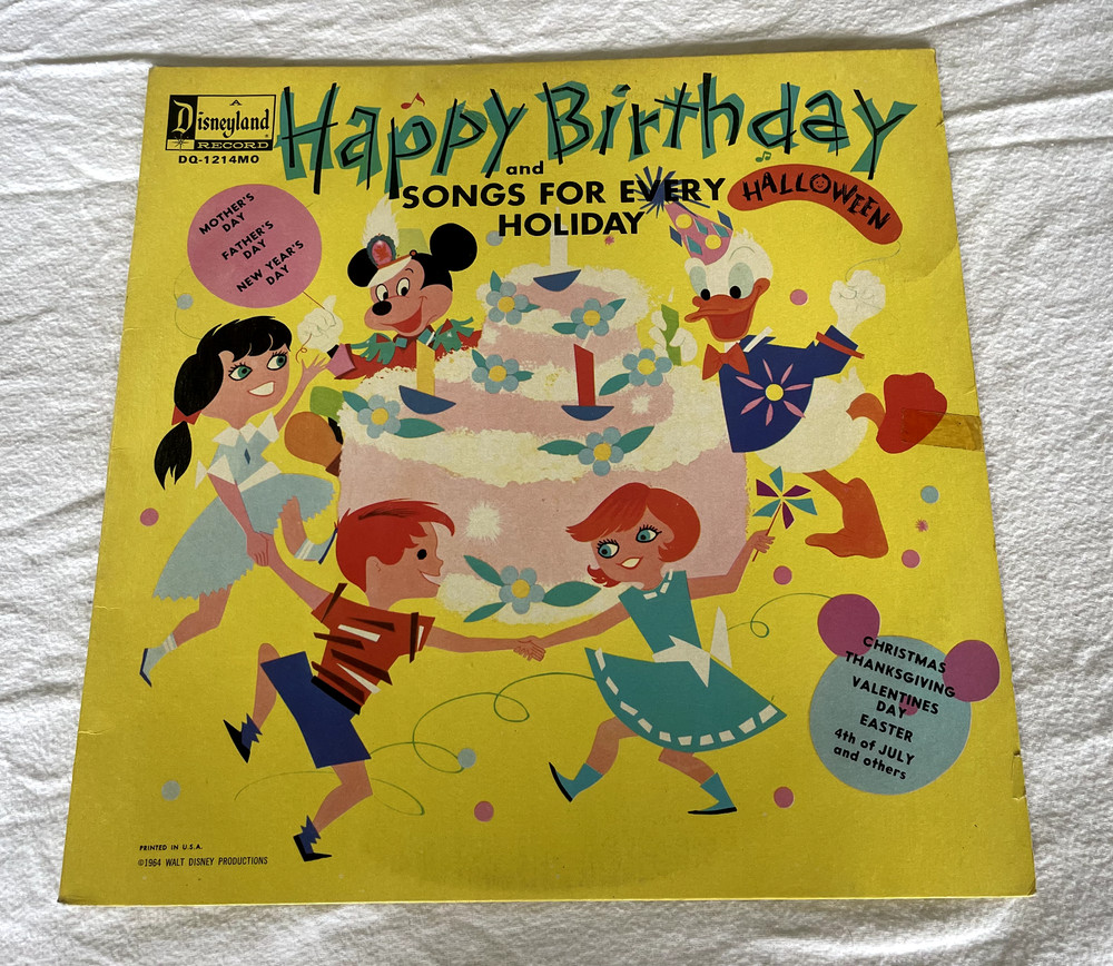 33 LP Vinyl Album Record Disneyland Happy Birthday Songs for Every Holiday 1964