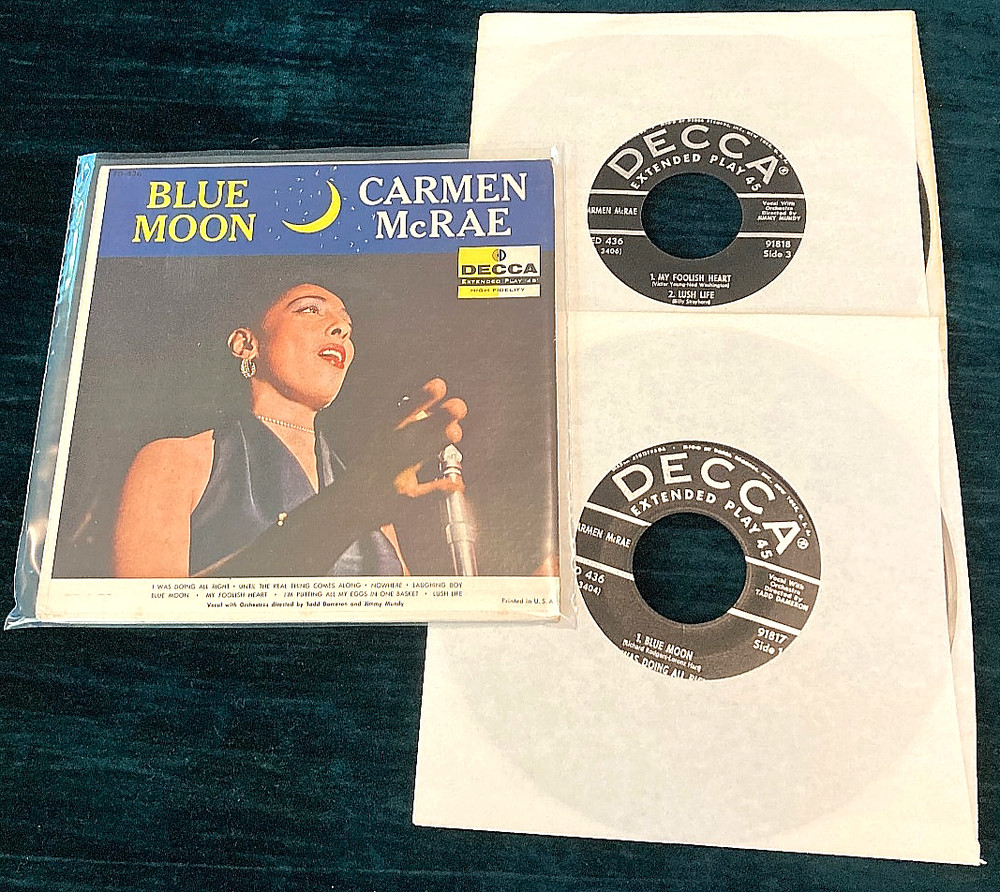 Carmen McRae: Blue Moon 2×45 EP Decca/US w/gatefold cover jazz vocal SVG/VG+