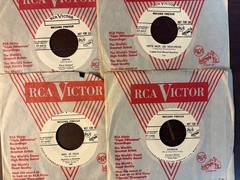 B638: (9) NOS (New Old Stock) 1950’s Canada RCA Pop 45 RPM Records, 8 RCA Sleeve