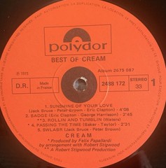 Cream Best Of Cream Vinyl 2675 087 LP Import RARE Hard Rock Plz READ* VG TESTED*