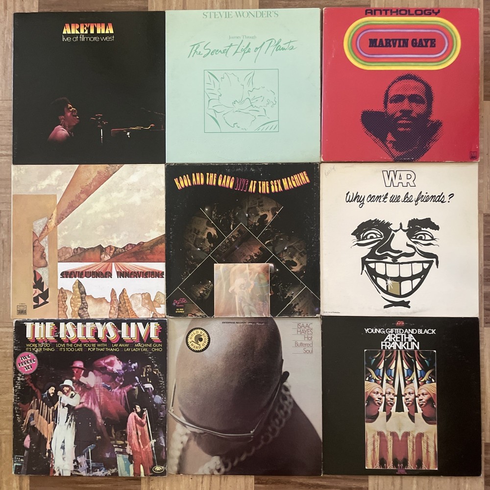 60s/70s Soul Funk Record Collection (9 LPs) Vintage Vinyl Lot Aretha Marvin Gaye