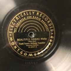 HAWAIIAN Frank Ferera Franchini 1920s 78 rpm Victrola Record Montgomery Ward
