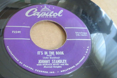 45RPM Capitol Johnny Standley – It’s in the Book Pt 1 + Pt 2, E-EE- medium warp