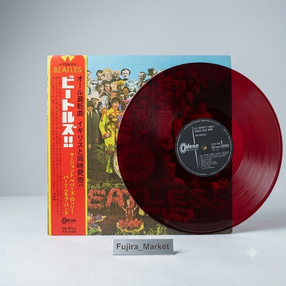 The Beatles Sgt Pepper LP Red Wax Vinyl Japan OP-8163 Odeon Arrow Obi Rare