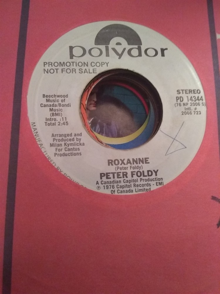 Peter Foldy, Roxanne~ 1976 Polydor promo +sleeve