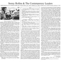 PRE-ORDER Sonny Rollins – Sonny Rollins and the Contemporary Leaders (Contempora