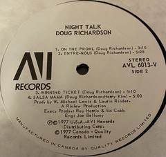 Doug Richardson- Night Talk Spiritual Jazz Funk Breaks EX LP Canada David Benoit