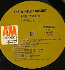 PAUL WINTER – The Winter Consort ~ A&M 4170 {orig} w/Ruth Ben-Zvi, Scott – RARE