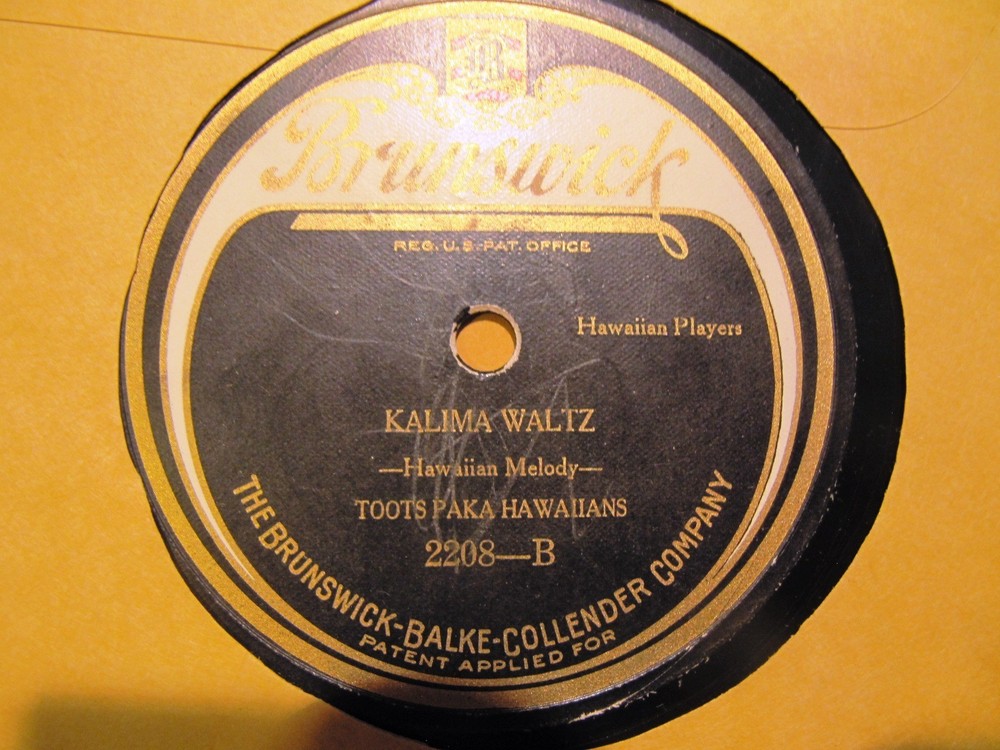 1920 TOOTS PAKA HAWAIIANS Steel Guitar Aloha Oe / Kalima Waltz Brunswick 2208