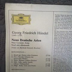 Georg Friedrich Händel Neun Deutsche Arien LP 1977 Deutsche Grammophon 2536 380