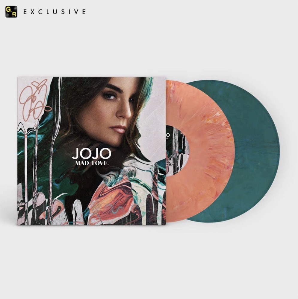 JoJo-SIGNED Mad Love-DELUXE Peach Sorbet & Marbled Teal Vinyl-SIGNED COVER-RARE