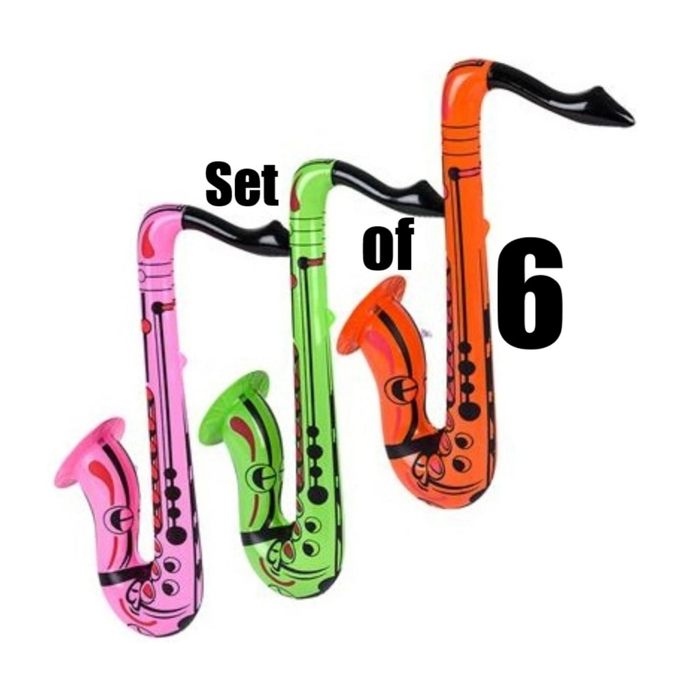 (Set of 6) 24” Cool Saxophones Inflatable – Inflate Blow Toy Party Decorations