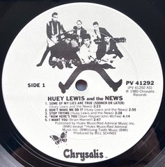 HUEY LEWIS & THE NEWS self-titled 1983 (1980) DEBUT LP on Chrysalis #PV 41292