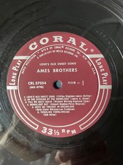 Ames Brothers Love’s Old Sweet Songs LP 1956 Maroon Coral Mono #57054