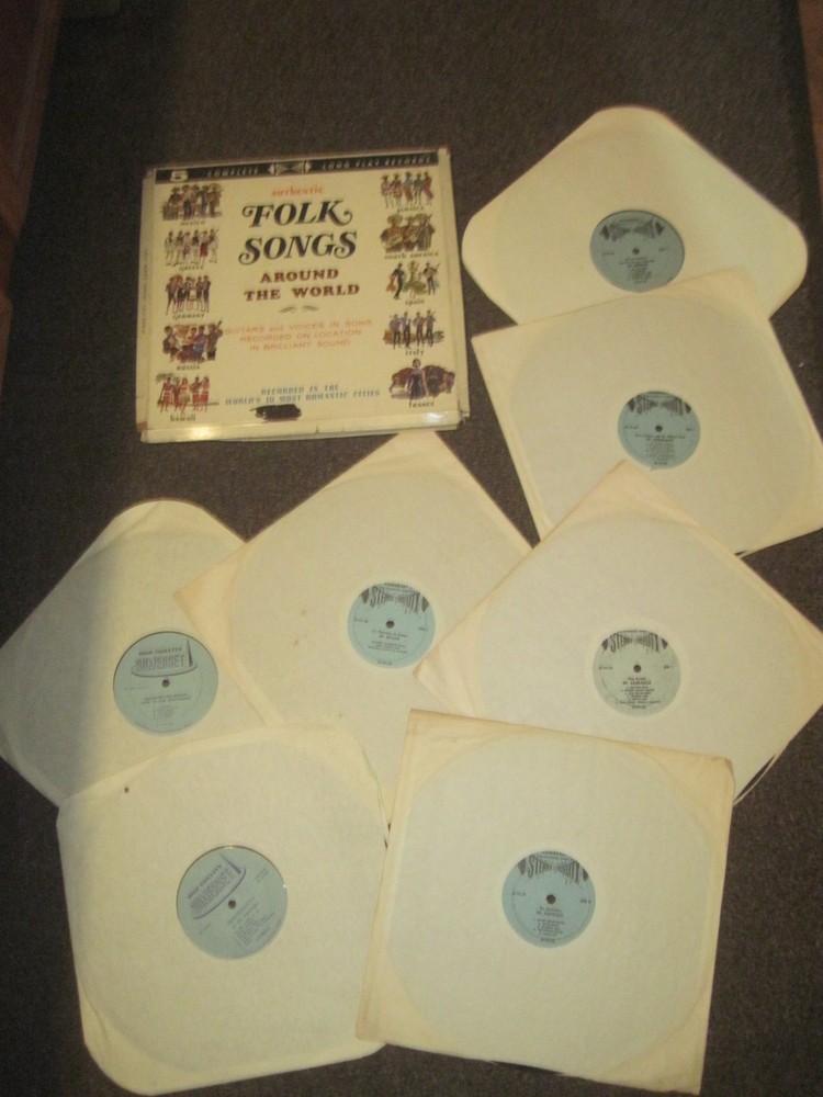 Folk Music from Around World, 1970, Somerset, 7 LP 33 1/3rpm Albums, Very Gd.Con