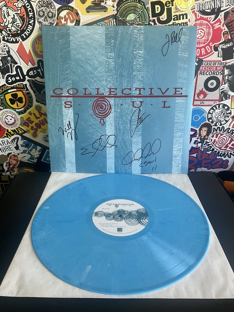 COLLECTIVE SOUL Self Titled VG++ TURQUOISE BLUE VINYL /1000 AUTOGRAPHED SIGNED