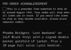 Phoebe Bridgers ‘Lost Weekend’ (Limited Edition Signed Black Vinyl) – PRESALE