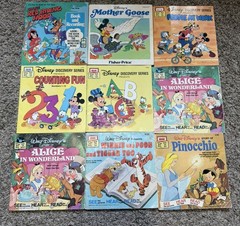 Lot of 9 Vintage See Hear Read BOOKS ONLY + 1 RECORD Walt Disney Peter Pan Ind.
