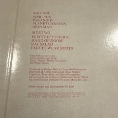 Black Sabbath Paranoid Vinyl 1970 WB 1887