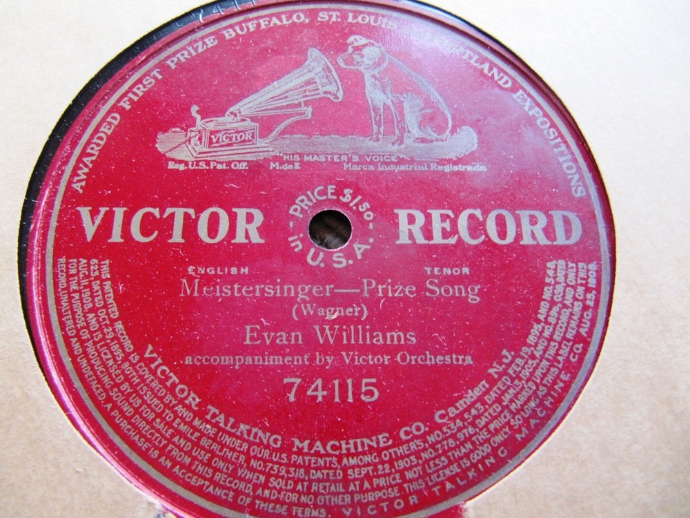 1908 EVAN WILLIAMS Wagner MEISTERSINGER Walther’s Prize Song Preislied VIC 74115
